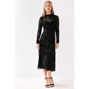 Kimchi Blue S Salem Velvet Burnout Midi Dress Sheer Open Back Whimsigoth Y2K